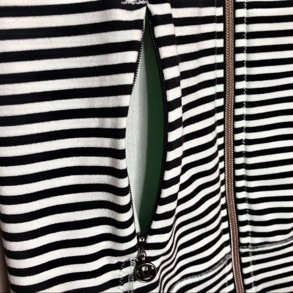 Lululemon Daily Yoga Jacket Mint Green Striped High Neck Zip Up Jacket Size 2